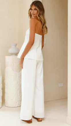 By Frankie Sets|Bottoms^Sharni Strapless Pleat Top and Pants Set - White