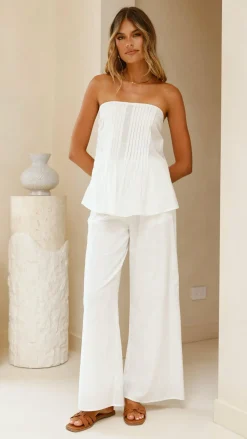By Frankie Sets|Bottoms^Sharni Strapless Pleat Top and Pants Set - White