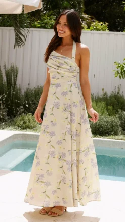 LILYWHYT Sale Dresses^Sharya Halter Neck Maxi Dress - Lemon Floral