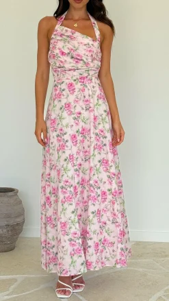LILYWHYT Sale Dresses^Sharya Halter Neck Maxi Dress - Pink Floral