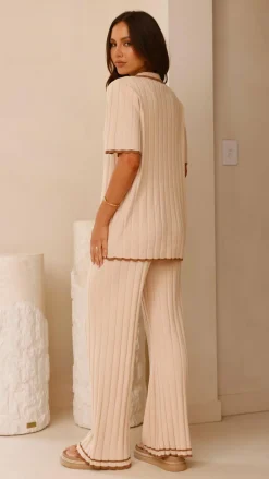 LILYWHYT Knit Tops|Knitwear^Shaylie Button Up Shirt - Beige