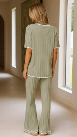 LILYWHYT Knit Tops|Knitwear^Shaylie Button Up Shirt - Sage