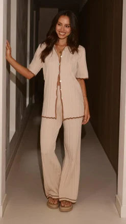 LILYWHYT Knitwear|Knitwear^Shaylie Wide Leg Pants - Beige