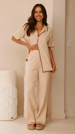 LILYWHYT Knitwear|Knitwear^Shaylie Wide Leg Pants - Beige
