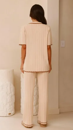 LILYWHYT Knitwear|Knitwear^Shaylie Wide Leg Pants - Beige