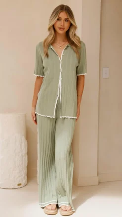 LILYWHYT Knitwear|Knitwear^Shaylie Wide Leg Pants - Sage