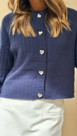 Fashion Allied Knit Tops|Knitwear^Shayna Heart Cardigan - Navy