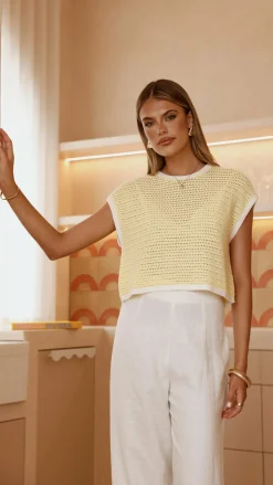 MVN Knit Tops|Knitwear^Shoreline Crochet Top - Yellow