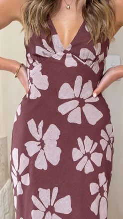 LILYWHYT Dresses|Maxi^Sofia Maxi Dress - Brown Daylillies