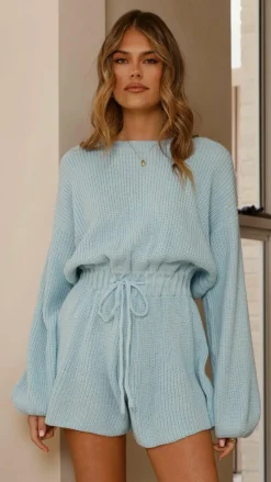 LILYWHYT Knitwear|Knitwear^Sol Knit Playsuit - Blue