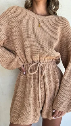 LILYWHYT Knitwear|Knitwear^Sol Knit Playsuit - Camel