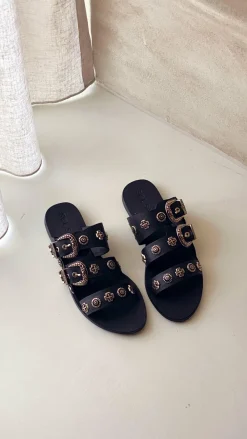 Sol Sana / Kinzu Brands Pty Ltd Sol Sana^Sol Sana Eastwood Slide - Black/Gold