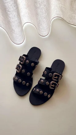 Sol Sana / Kinzu Brands Pty Ltd Sol Sana^Sol Sana Eastwood Slide - Black/Gold