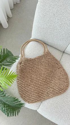 Angel Whisper Bags^Solana Summer Tote Bag - Tan Straw
