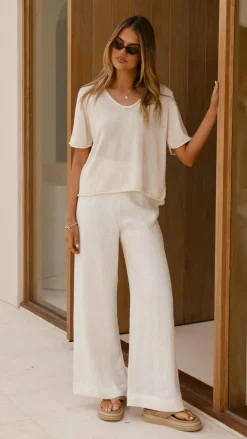 Little Lies Knit Tops|Knitwear^Spring Scoop Neck Tee - Natural