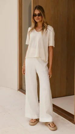 Little Lies Knit Tops|Knitwear^Spring Scoop Neck Tee - Natural