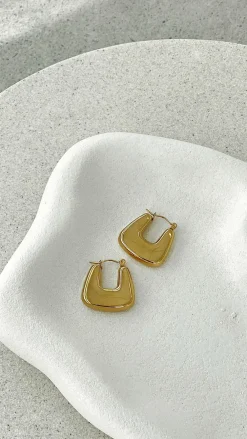 Angel Whisper Earrings|Je T'Aime^Square Crush Gold Plated Earrings - Gold