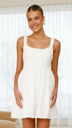 Burans Sale Dresses^Stacey Linen Mini Dress - White