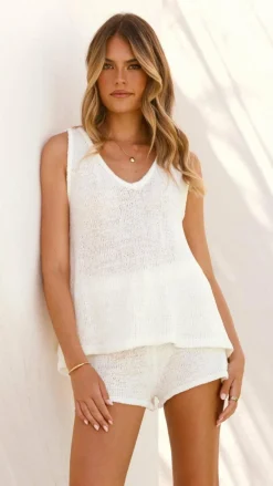 By Frankie Knit Tops|Knitwear^Summer Knit Top and Shorts Set - Cream