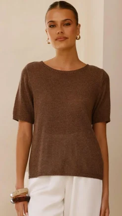 Little Lies Knit Tops|Knitwear^Summer Tee - Mocha