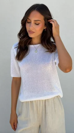 Little Lies Knit Tops|Knitwear^Summer Tee - White