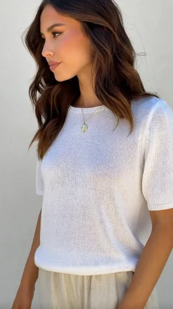 Little Lies Knit Tops|Knitwear^Summer Tee - White