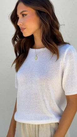 Little Lies Knit Tops|Knitwear^Summer Tee - White