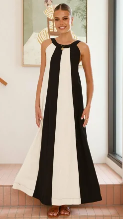 LILYWHYT Sale Dresses^Talaith Maxi Dress - Black / Cream