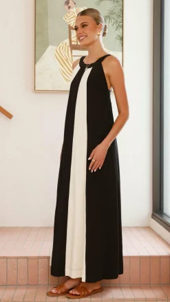 LILYWHYT Sale Dresses^Talaith Maxi Dress - Black / Cream