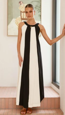 LILYWHYT Sale Dresses^Talaith Maxi Dress - Black / Cream