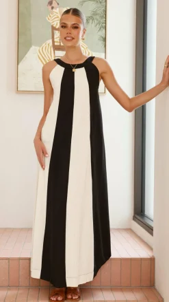 LILYWHYT Sale Dresses^Talaith Maxi Dress - Black / Cream