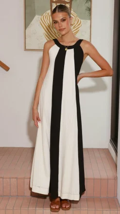 LILYWHYT Sale Dresses^Talaith Maxi Dress - Black / Cream