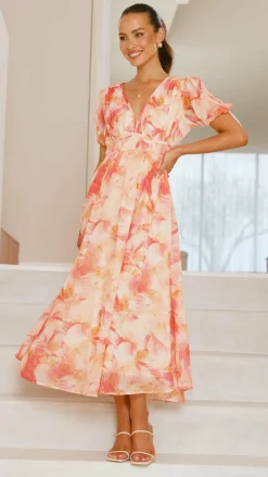 Pink Diamond Dresses|Maxi^Talma Maxi Dress - Orange Floral