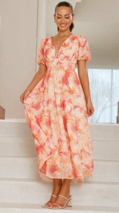 Pink Diamond Dresses|Maxi^Talma Maxi Dress - Orange Floral