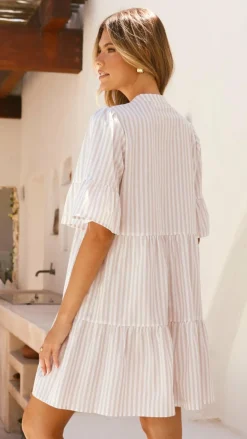Miracle Fashion Dresses|Mini^Tarnie Mini Dress - Beige Stripe