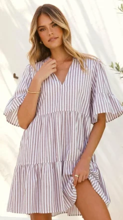 Miracle Fashion Dresses|Mini^Tarnie Mini Dress - Brown Stripe