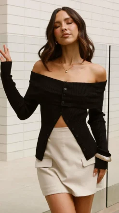 Fashion Allied Knit Tops|Knitwear^Tate Long Sleeve Top - Black