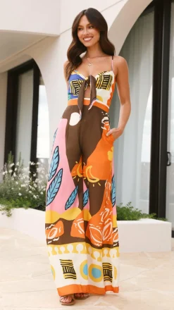Main St Jumpsuits^Teresa Jumpsuit - Brown/Orange