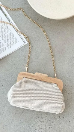Adorne Bags|Bump Friendly^Tessa Fabric Weave Timber Frame Clutch - Camel / Natural