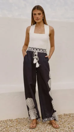 Bubblegum Bottoms^Tessa Wide Leg Pants - Black