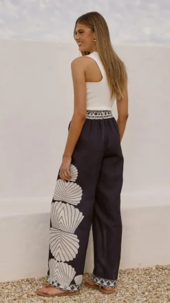 Bubblegum Bottoms^Tessa Wide Leg Pants - Black