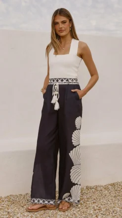 Bubblegum Bottoms^Tessa Wide Leg Pants - Black