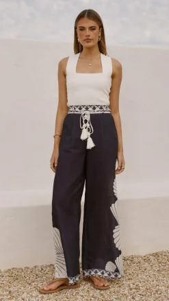 Bubblegum Bottoms^Tessa Wide Leg Pants - Black