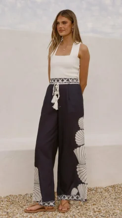 Bubblegum Bottoms^Tessa Wide Leg Pants - Black