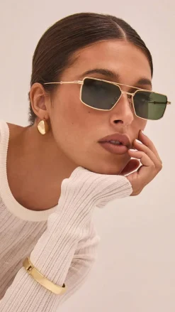 Banbe Sunglasses^The Barbara Sunglasses - Light Green / Gold