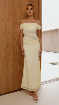 Sweet Acacia Dresses|Maxi^Tiarna Off The Shoulder Maxi Dress - Yellow