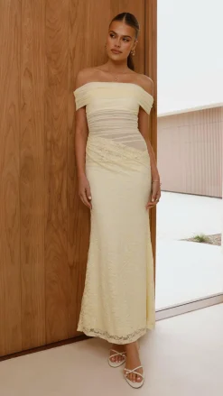 Sweet Acacia Dresses|Maxi^Tiarna Off The Shoulder Maxi Dress - Yellow