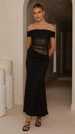 Sweet Acacia Dresses|Maxi^Tiarna Off The Shoulder Maxi Dress - Black