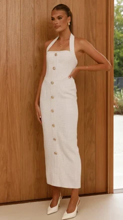 SASHA (BNE) Dresses|Midi^Tierra Button Midi Dress - White