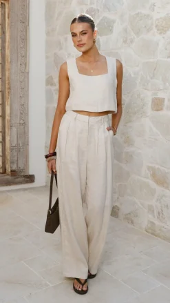 Fashion Allied Bottoms^Tillie Pants - Oatmeal